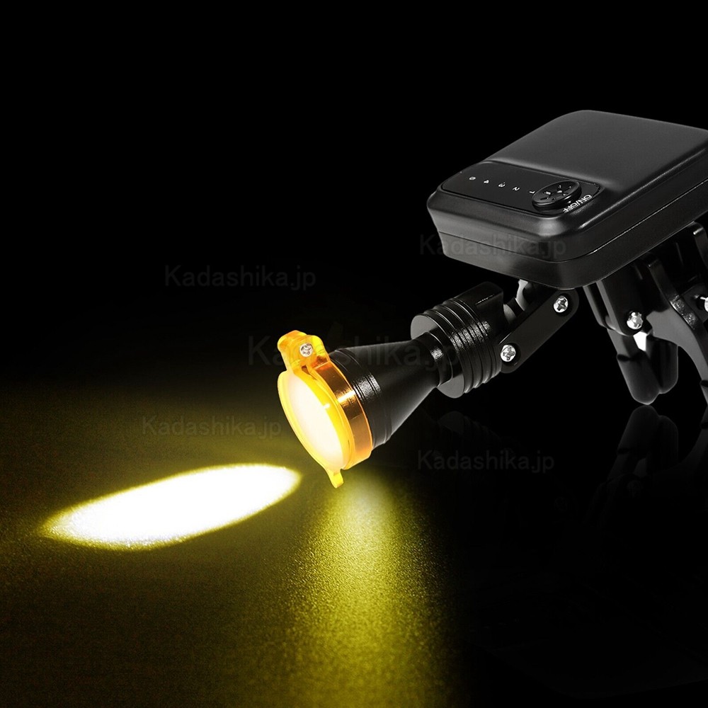 歯科ポータブルワイヤレス LED ヘッドライト 5W 光学フィルター＆2個バッテリー付き